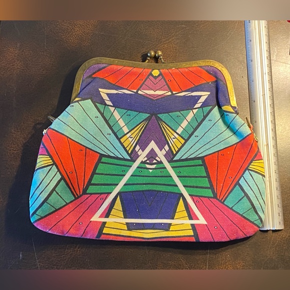 VTG giant change purse,FRONT ROW society,Maria Duarte Dias,retro “ACID lights” - Picture 4 of 12